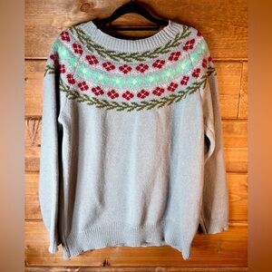 Light Blue Fair Isle Patterned Women's Sweater